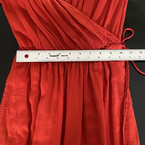 Red Wide Leg Palazzo Jumpsuit M Cotton V Neck Lightweight Summer Travel Resort - Picture 12 of 15